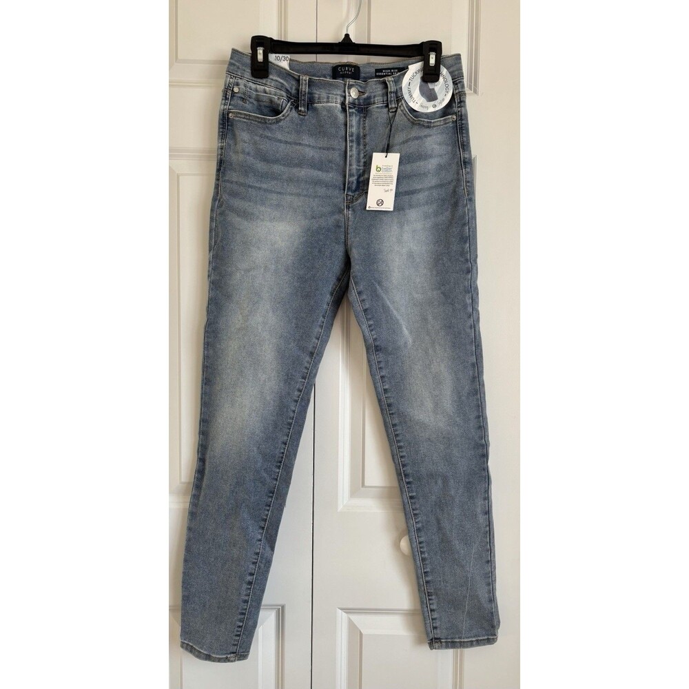 CURVE APPEAL JEANS WOMENS SIZE 10/30 HIGH RISE ESSENTIAL SKINNY TUMMY BLUE WASH